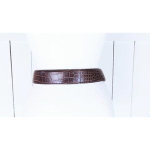 90s wide brown leather alligator/croc embossed belt